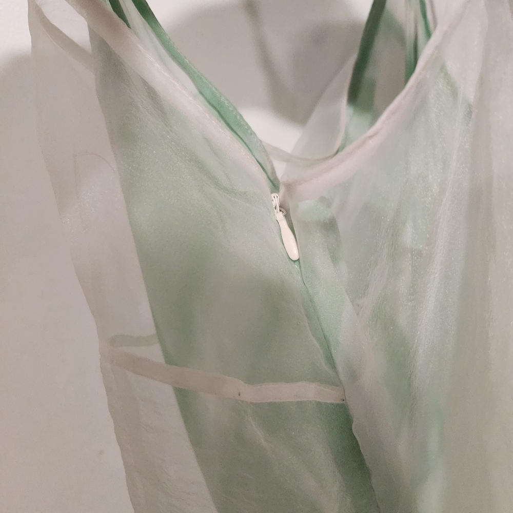 Zara Green and White Sheer Slip Dress - Picture 5 of 5